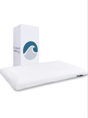 Ultra-Slim Memory Foam Pillow with Cooling Technology 2.75”H-WHITE